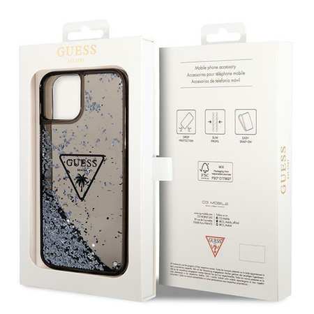 Guess GUHCP14MLFCTPK iPhone 14 Plus 6,7" czarny/black hardcase Liquid Glitter Palm Collection