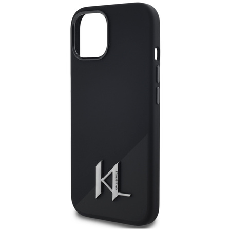 KARL LAGERFELD ETUI SILICONE SHADOW DO IPHONE 15 Z METALOWYM LOGO I OCHRONĄ