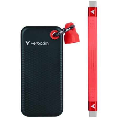 Dysk Zewnętrzny Verbatim Pocket SSD 2TB - brelok do kluczy z kablem USB-C 3.2 gen.2 czarno-czerwony/black-red 32196