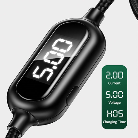 USAMS KABEL DO LIGHTNING 1,2M PLECIONY DO IPHONE 2A LED Z SZYBKIM