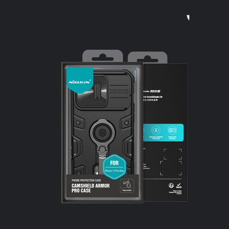 Nillkin CamShield Armor Pro Case etui iPhone 14 Pro Max pancerny pokrowiec z osłoną na aparat ring podstawka ciemnozielone