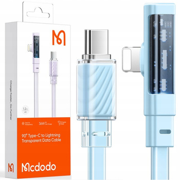 MCDODO KABEL KĄTOWY USB-C LIGHTNING PŁASKI 36W DO IPHONE 13 14 NIEBIESKI 2M
