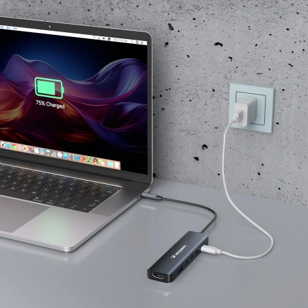WOZINSKY HUB USB-C 6 W 1 WIELOFUNKCYJNY DO LAPTOPA TELEFONU ALUMINIOWY