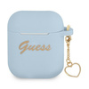 Guess GUA2LSCHSB AirPods cover niebieski/blue Silicone Charm Heart Collection