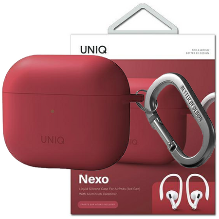 UNIQ etui Nexo AirPods 3 gen + Ear Hooks Silicone czerwony/coral