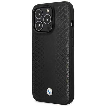 Etui BMW BMHMP14X22RFGK na iPhone 14 Pro Max - czarne Leather Diamond Pattern MagSafe