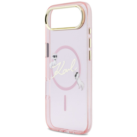 Etui Karl Lagerfeld IML Choupettes Karl Script Logo MagSafe do iPhone Air różowy