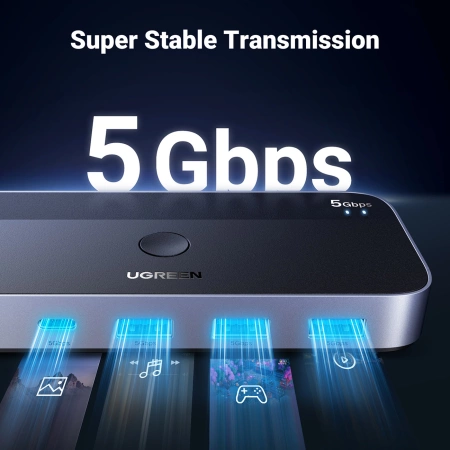 UGREEN PRZEŁĄCZNIK SWITCH USB 3.0 2-IN-4 DO KOMPUTERA LAPTOPA KONTROLA DUAL