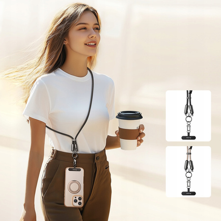 MCDODO SMYCZ DO TELEFONU NA SZYJE WKŁADKA CROSSBODY CZARNA KABEL DO IPHONE