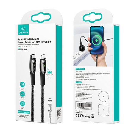 USAMS KABEL USB-C DO LIGHTNING DO IPHONE 12 13 14 15 20W PD SZYBKO ŁADUJĄCY