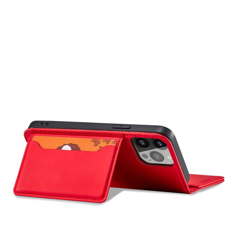 Magnet Card Case etui do iPhone 13 pokrowiec portfel na karty kartę podstawka czerwony