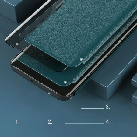 HURTEL ECO LEATHER VIEW CASE ETUI DO IPHONE 13 MINI Z KLAPKĄ I Z PODSTAWKĄ