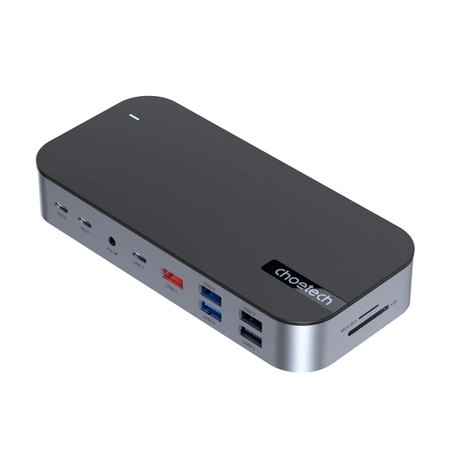 HUB Choetech M52 USB-C - USB-C PD/USB-C/USB-A/HDMI/VGA/DP/SD/TF/RJ45/AUX - szary