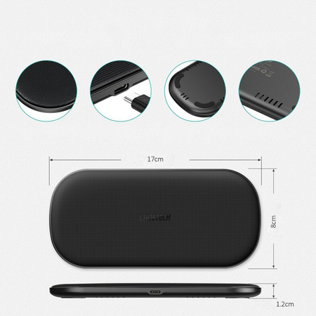 Choetech 2w1 ładowarka bezprzewodowa Qi do telefonu / słuchawek Airpods 2 z 5 cewkami ładującymi 10W czarny (T535-S (H))