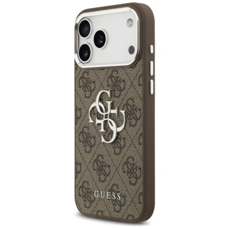 Etui Guess 4G Big 4G Classic Logo na iPhone 17 Pro Max brązowy - srebrne