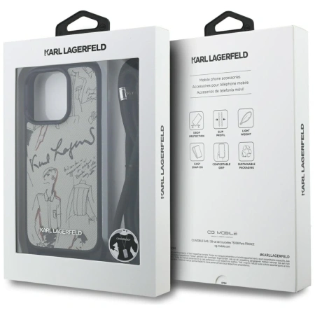 KARL LAGERFELD ETUI CROSSBODY GRAINED PATTERN & LOGO DO IPHONE 16 PRO MAX