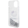 Etui Hello Kitty Liquid Glitter Charms Kitty Head na iPhone 15 - srebrne