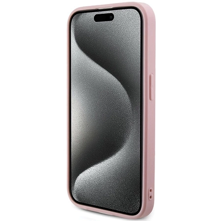 Etui Guess Saffiano Iridescent Script na iPhone 15 Pro - różowe