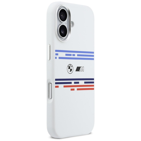 Etui BMW M Silicon Horizontal Line MagSafe do iPhone 17 biały