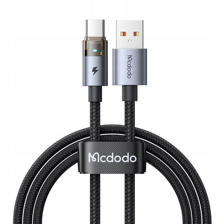 MCDODO KABEL USB-A USB-C SZYBKIE ŁADOWANIE USB TYP C 6A 100W 1M LED CZARNY