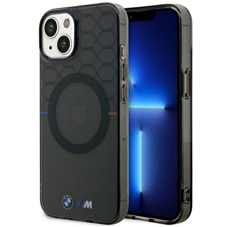 Etui BMW BMHMP14SHGPK na iPhone 14 - szare Pattern MagSafe