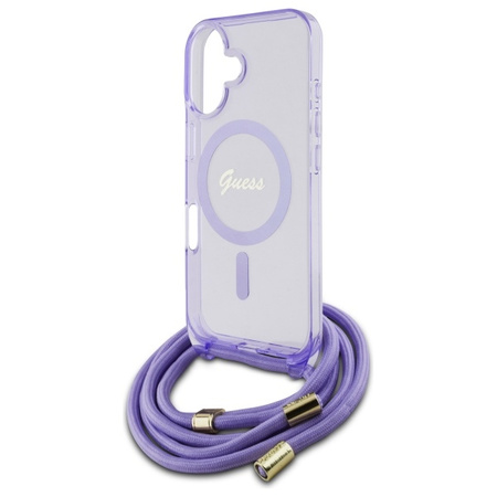 GUESS ETUI CASE HARDCASE DO IPHONE 16 6.1 DO MAGSAFE CROSSBODY CORD SCRIPT