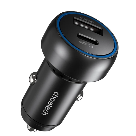 Ładowarka samochodowa Choetech TC0014 USB-C USB-A PD 60W z podświetleniem LED - czarna