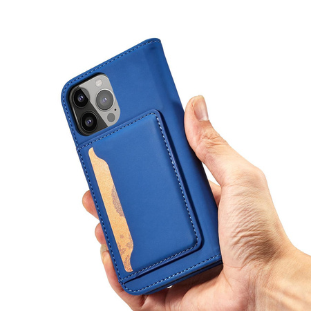 Magnet Card Case etui do iPhone 13 Pro Max pokrowiec portfel na karty kartę podstawka niebieski