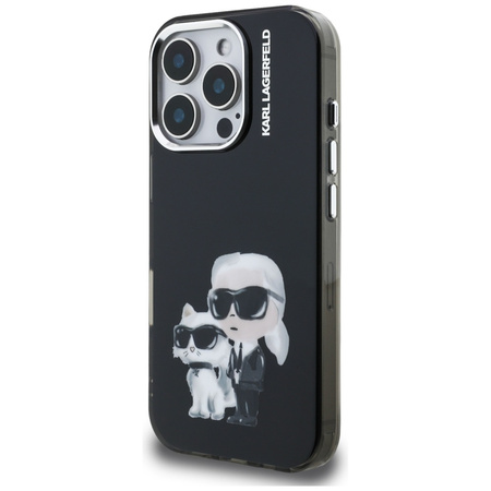 Etui Karl Lagerfeld IML Aquarelle Karl   & Choupette & Logo do iPhone 16 Pro Max czarny