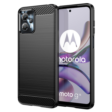 Carbon Case etui Motorola Moto G13 elastyczny silikonowy karbonowy pokrowiec czarne