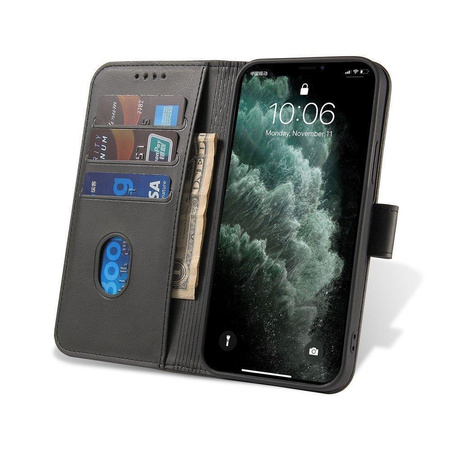 Magnet Case elegancki futerał etui pokrowiec z klapką i funkcją podstawki Honor Magic 4 Pro czarny