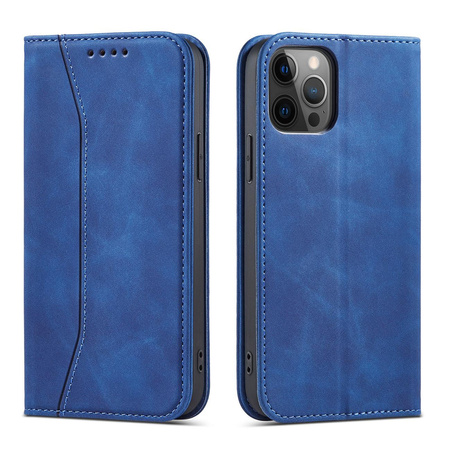 Magnet Fancy Case etui do iPhone 12 Pro Max pokrowiec portfel na karty kartę podstawka niebieski