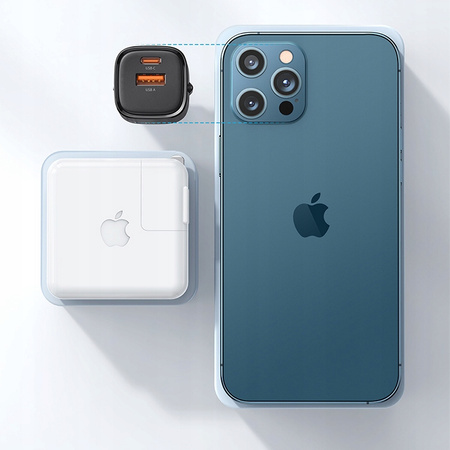 Ładowarka USB/USB-C, szybka, nano, GaN 33W PD, fioletowa, McDodo