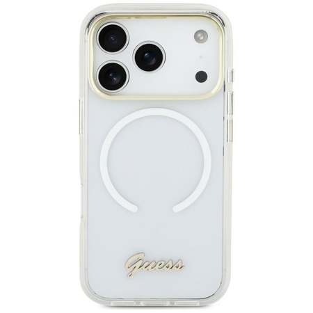 Etui Guess IML Gradient Script Metal MagSafe do iPhone Air biały