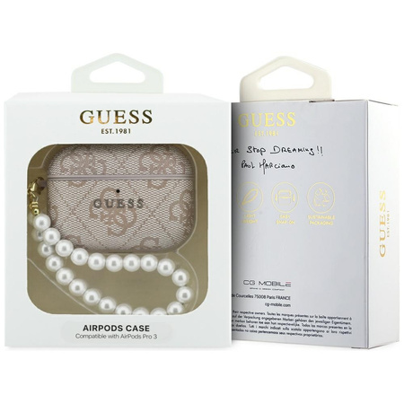 Etui Guess 4G Pearl Strap do AirPods Pro 3 różowy