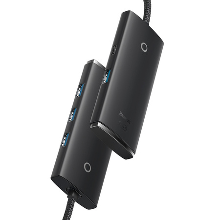 Baseus Lite Series przejściówka HUB USB Typ C - 4x USB 3.0 2m czarny (WKQX030501)