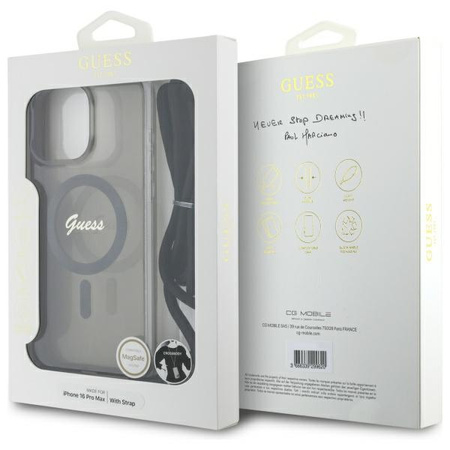GUESS ETUI HARDCASE CROSSBODY CORD SCRIPT DO MAGSAFE DO IPHONE 16 PRO 6.3