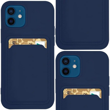 Card Case silikonowe etui portfel z kieszonką na kartę dokumenty do Xiaomi Redmi Note 11 Pro+ 5G / 11 Pro 5G / 11 Pro granatowy