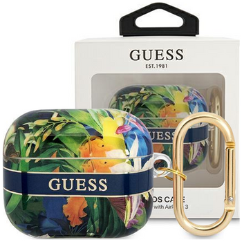 Guess GUA3HHFLB AirPods 3 cover niebieski/blue Flower Strap Collection