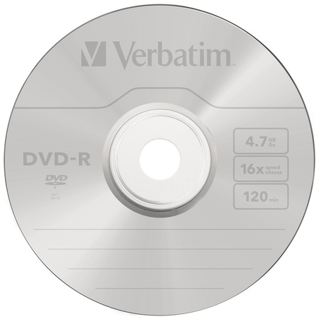 VERBATIM PŁYTA DVD-R 4.7GB 16X AZO DO KOMPUTER PC MACBOOK 1SZT NAGRYWANIE