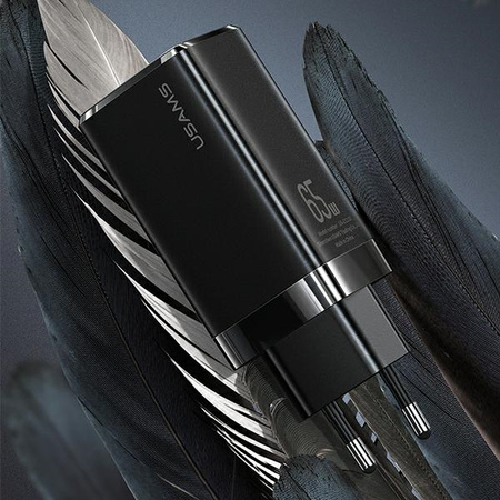 USAMS ŁADOWARKA SIECIOWA 65W 2XUSB-C DO IPHONE 12 13 14 15 PD FAST CHARGING