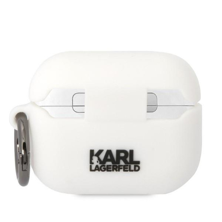 Etui Karl Lagerfeld KLAPRUNCHH na AirPods Pro - białe Silicone Choupette Head 3D