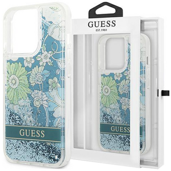Guess GUHCP14LLFLSN iPhone 14 Pro 6,1" zielony/green hardcase Flower Liquid Glitter