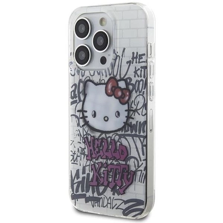 Etui Hello Kitty IML Kitty On Bricks Graffiti na iPhone 15 Pro - białe