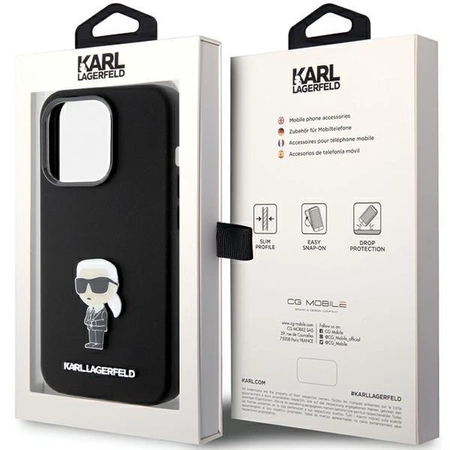 Etui Karl Lagerfeld Silicone Ikonik Metal Pin na iPhone 15 Pro Max - czarne