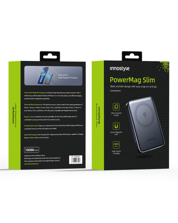 INNOSTYLE POWERMAG SLIM SZYBKI POWERBANK INDUKCYJNY DO MAGSAFE 10000MAH CZARNY