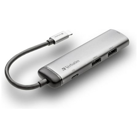 VERBATIM ADAPTER HUB USB-C 2xUSB-A 3.0 HDMI DO LAPTOPA KOMPUTERA ALUMINIOWY