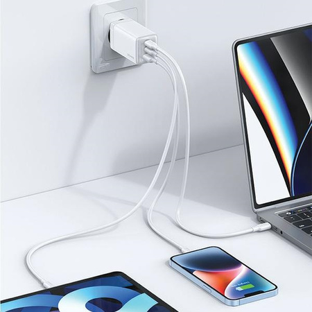 USAMS ADAPTER SIECIOWY 2XUSB-C 65W DO MAGSAFE PD3.0 QC3.0 SZYBKIE ŁADOWANIE