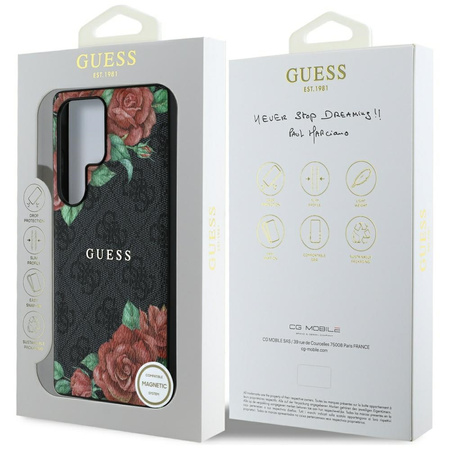 GUESS ETUI LEATHER 4G FLOWERS PRINT DO SAMSUNG GALAXY S25 ULTRA MAGNETYCZNE