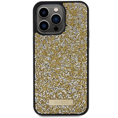 Etui Guess Rhinestone Metal Logo na iPhone 15 Pro Max - żółte